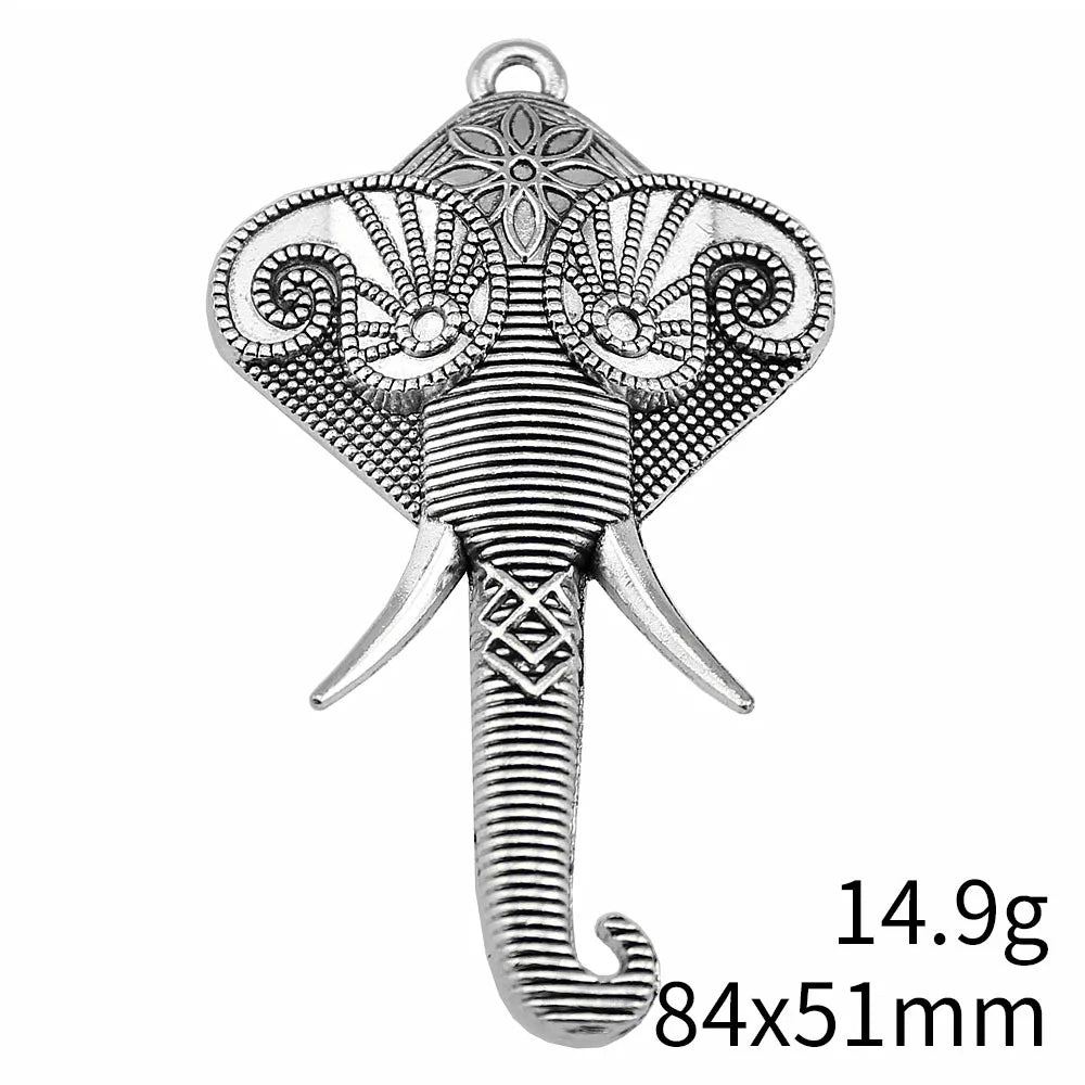 84x51mm 14.9g Multicolor Zinc Alloy Elephant Charm Pendant for Necklace Keychain Jewelry Making