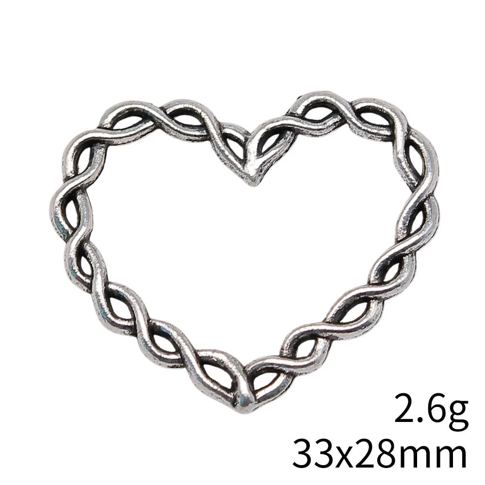33x28mm 2.6g Multicolor Zinc Alloy Twisted Heart Connector Charm for DIY Bracelet Necklace Making