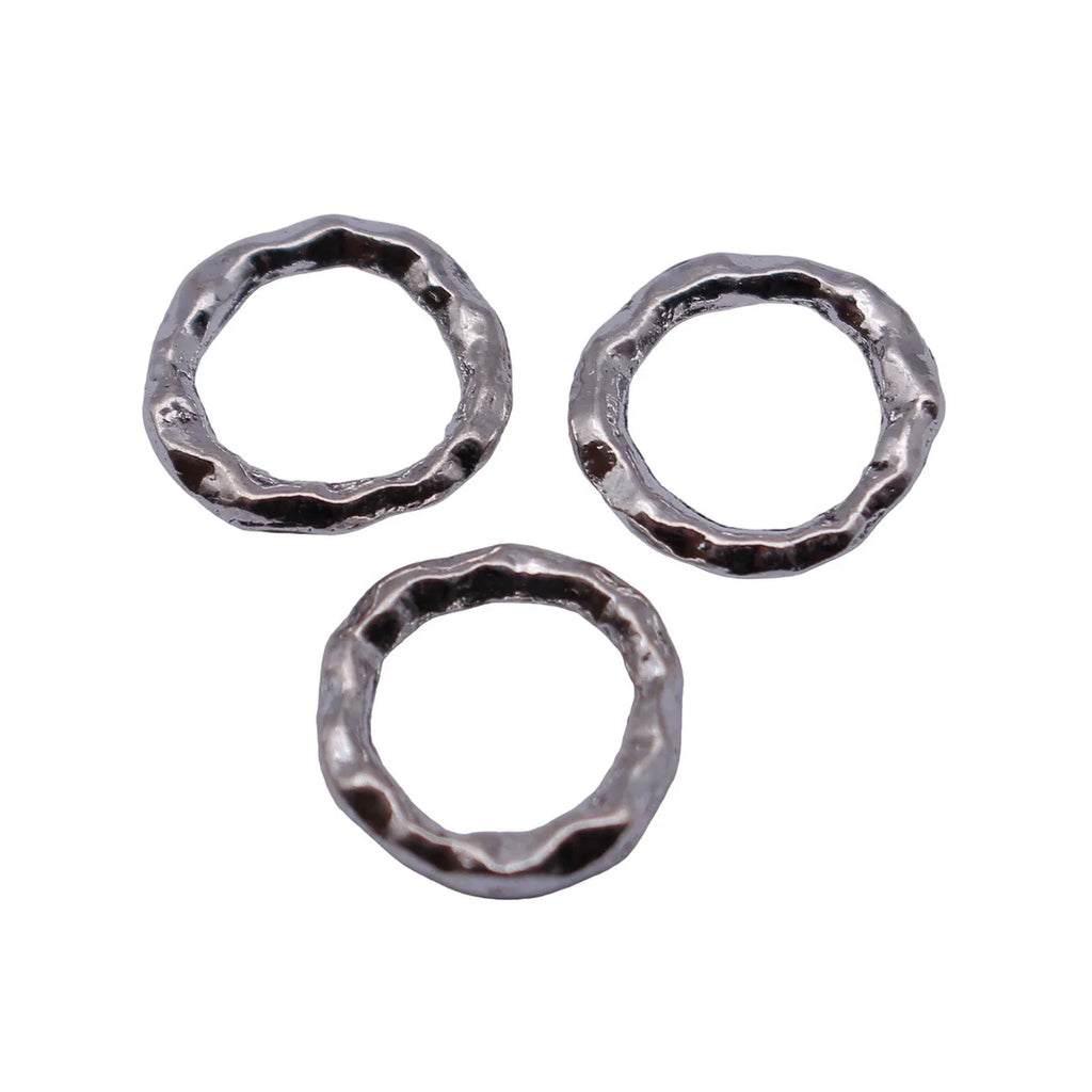 11x11mm 0.37g Antique Silver Zinc Alloy Hammered Round Ring Connector Charm for DIY Bracelet Jewelry