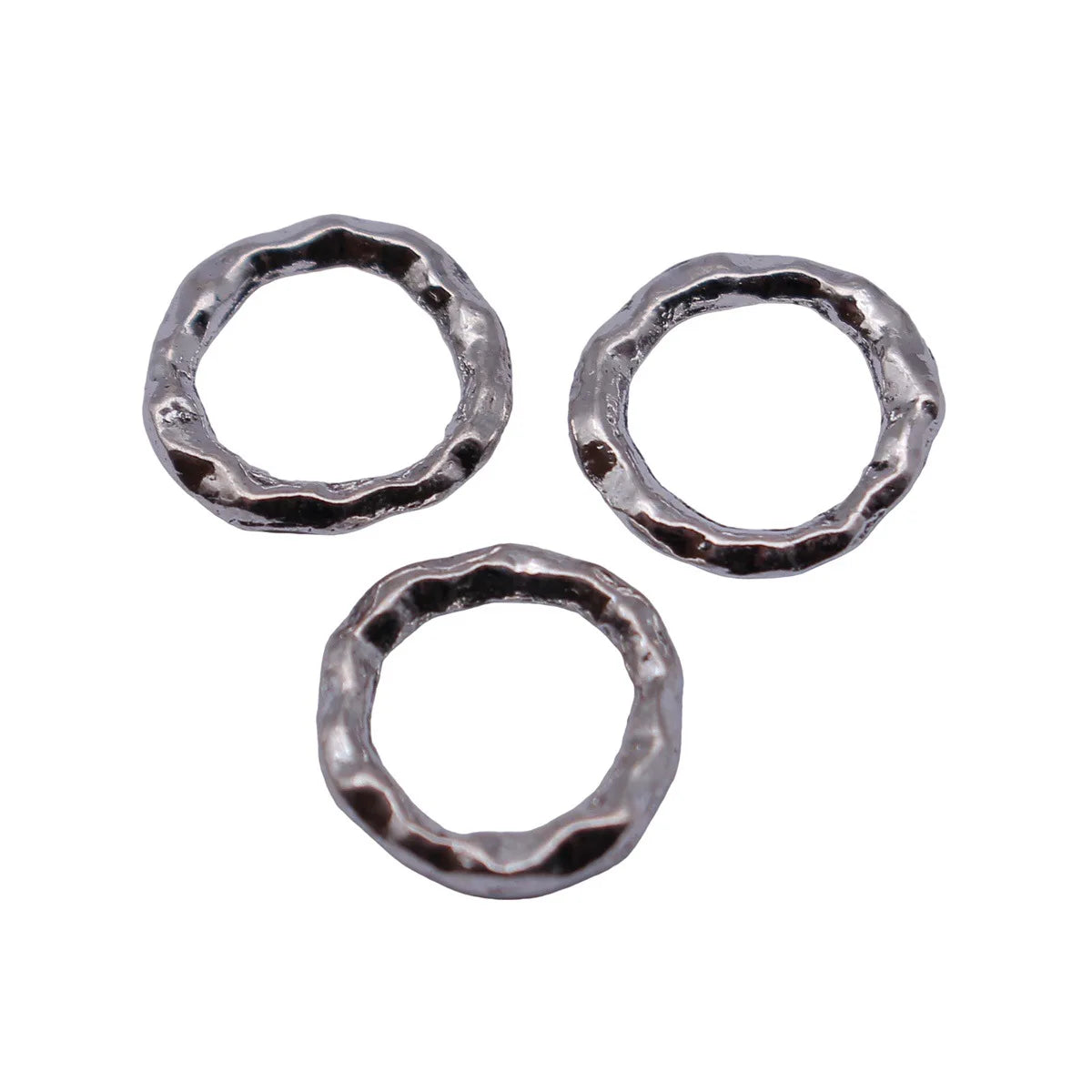 11x11mm 0.37g Antique Silver Zinc Alloy Hammered Round Ring Connector Charm for DIY Bracelet Jewelry