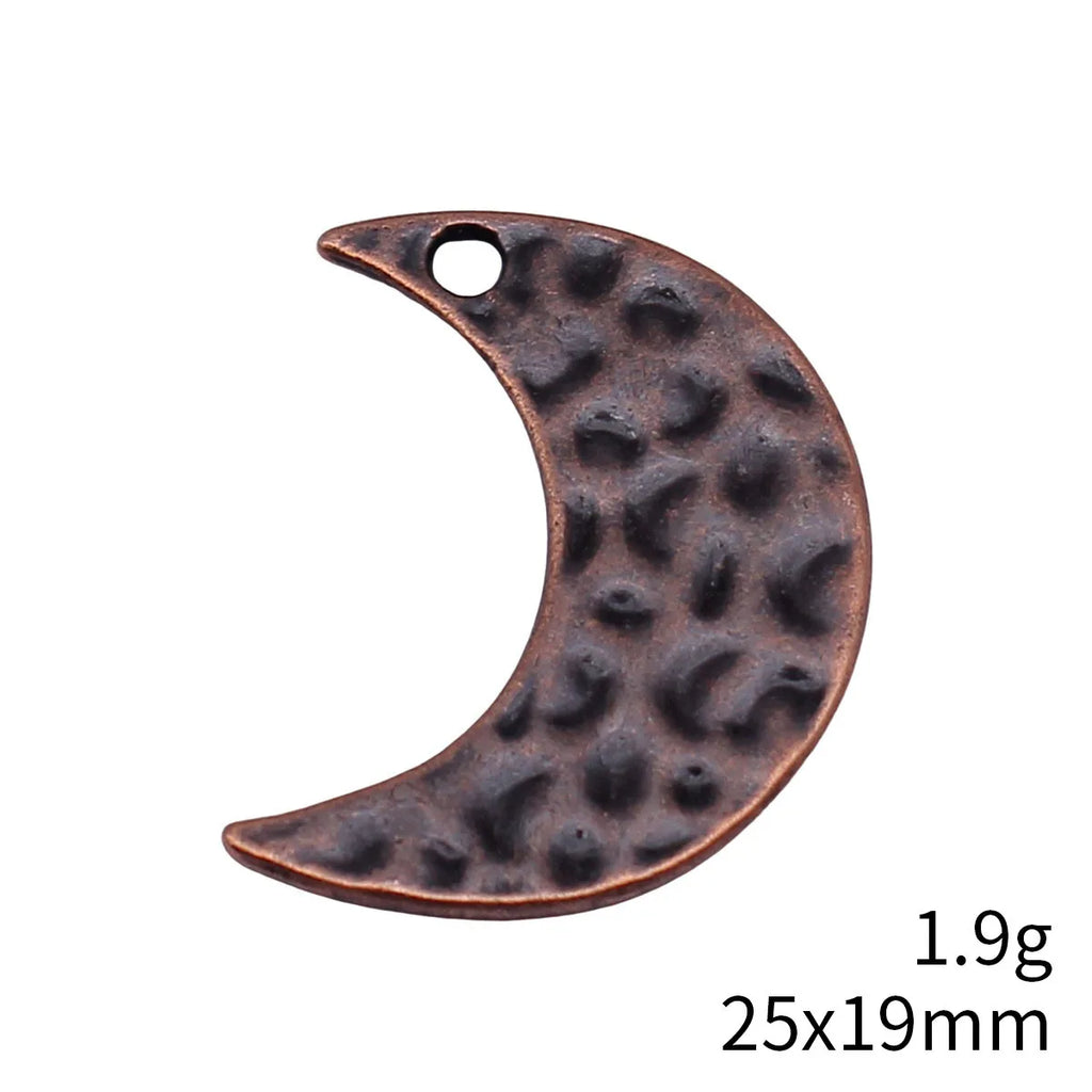 25x19mm 1.9g Multicolor Zinc Alloy Hammered Moon Charm Pendant for DIY Necklace Bracelet Jewelry Making