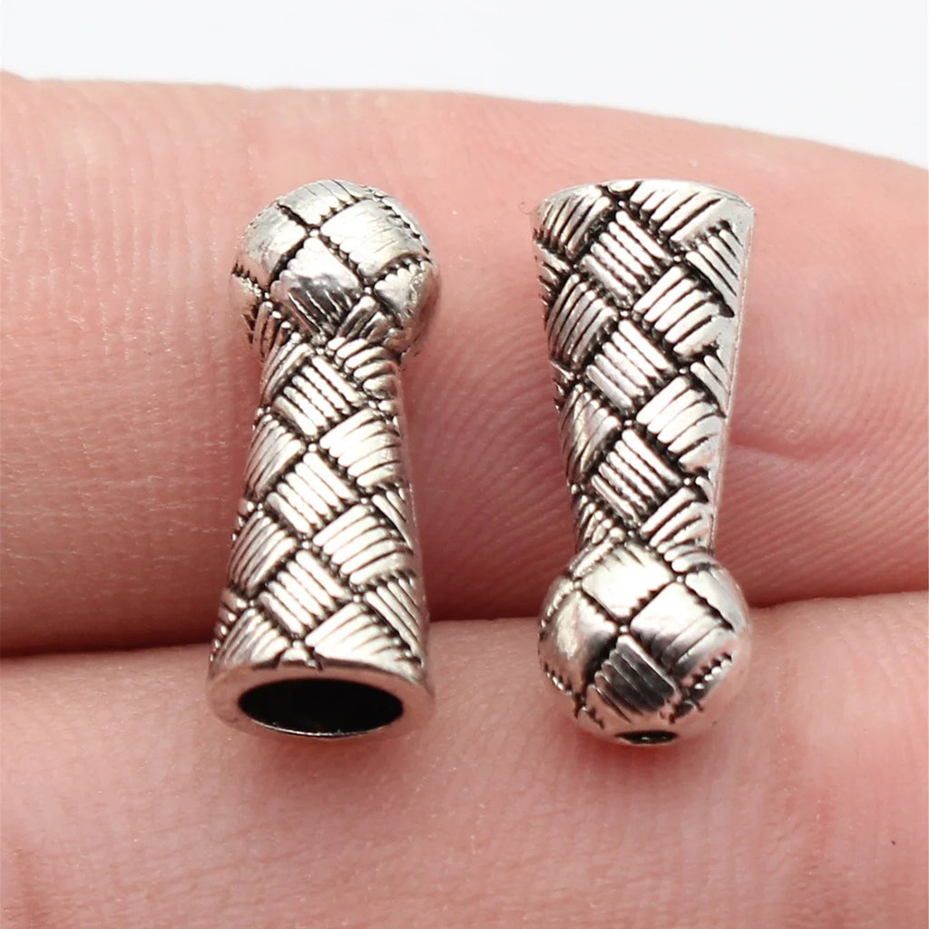 11x7x6.9mm 1.5g Antique Silver Zinc Alloy Woven Texture Tassel Caps Jewelry Findings for DIY Pendant Making