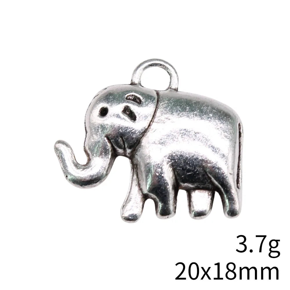 20x18mm 3.7g Antique Silver Zinc Alloy Elephant Charm Pendant for DIY Necklace Bracelet Jewelry