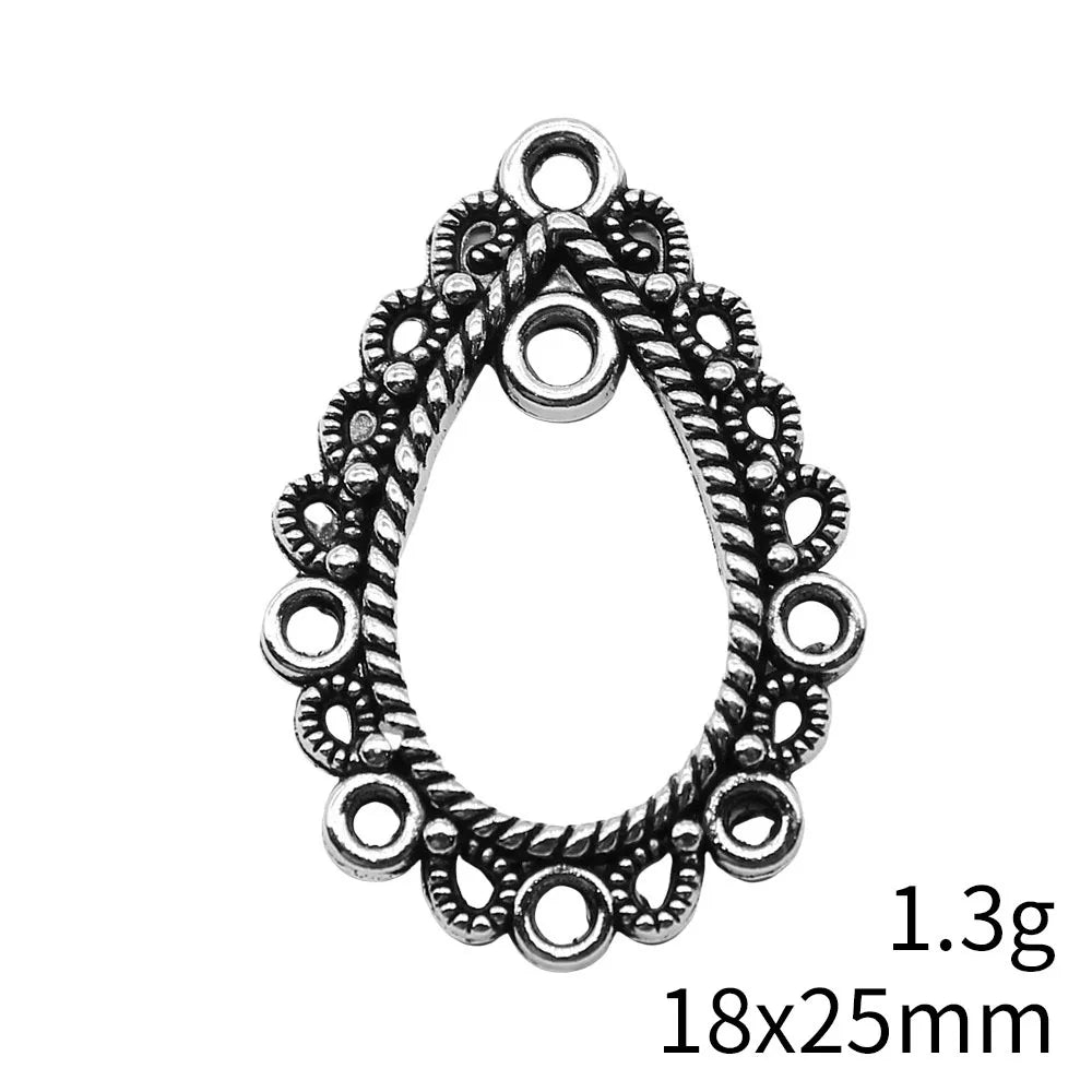 18x25mm 1.3g Antique Silver Zinc Alloy Earring Connector Charm Findings for DIY Dangle Earrings