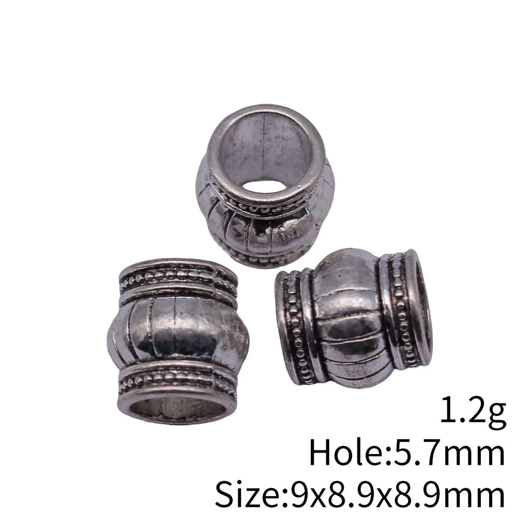 9x8.9x8.9mm 1.2g Antique Silver Zinc Alloy Carved Large Hole Spacer Beads for DIY Bracelet Jewelry
