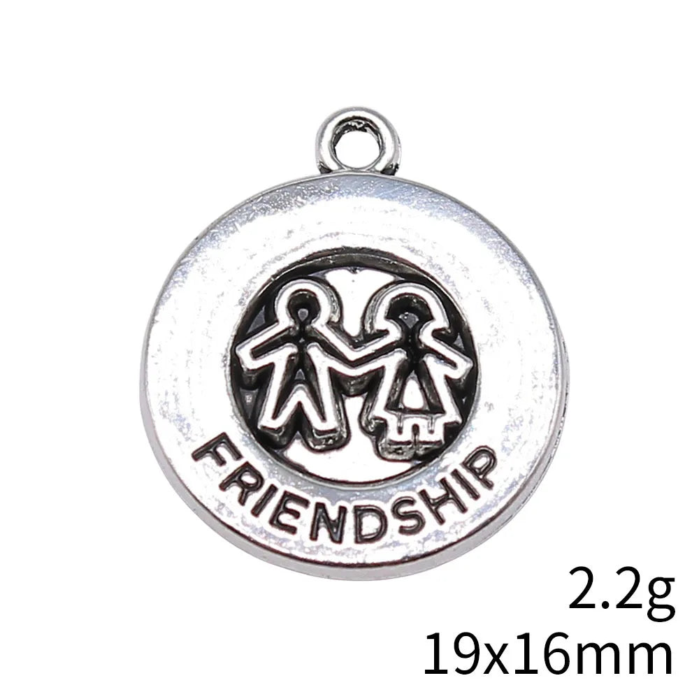 19x16mm 2.2g Antique Silver Zinc Alloy Hand in Hand Friendship Charm Pendant for Bracelet Making