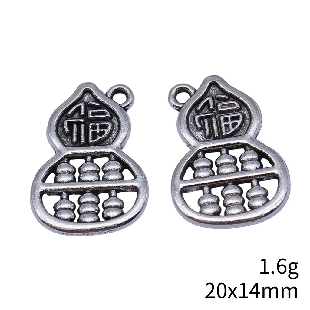 20x14mm 1.6g Antique Silver Zinc Alloy Fortune Gourd Abacus Ruyi Charm Pendant for DIY Jewelry