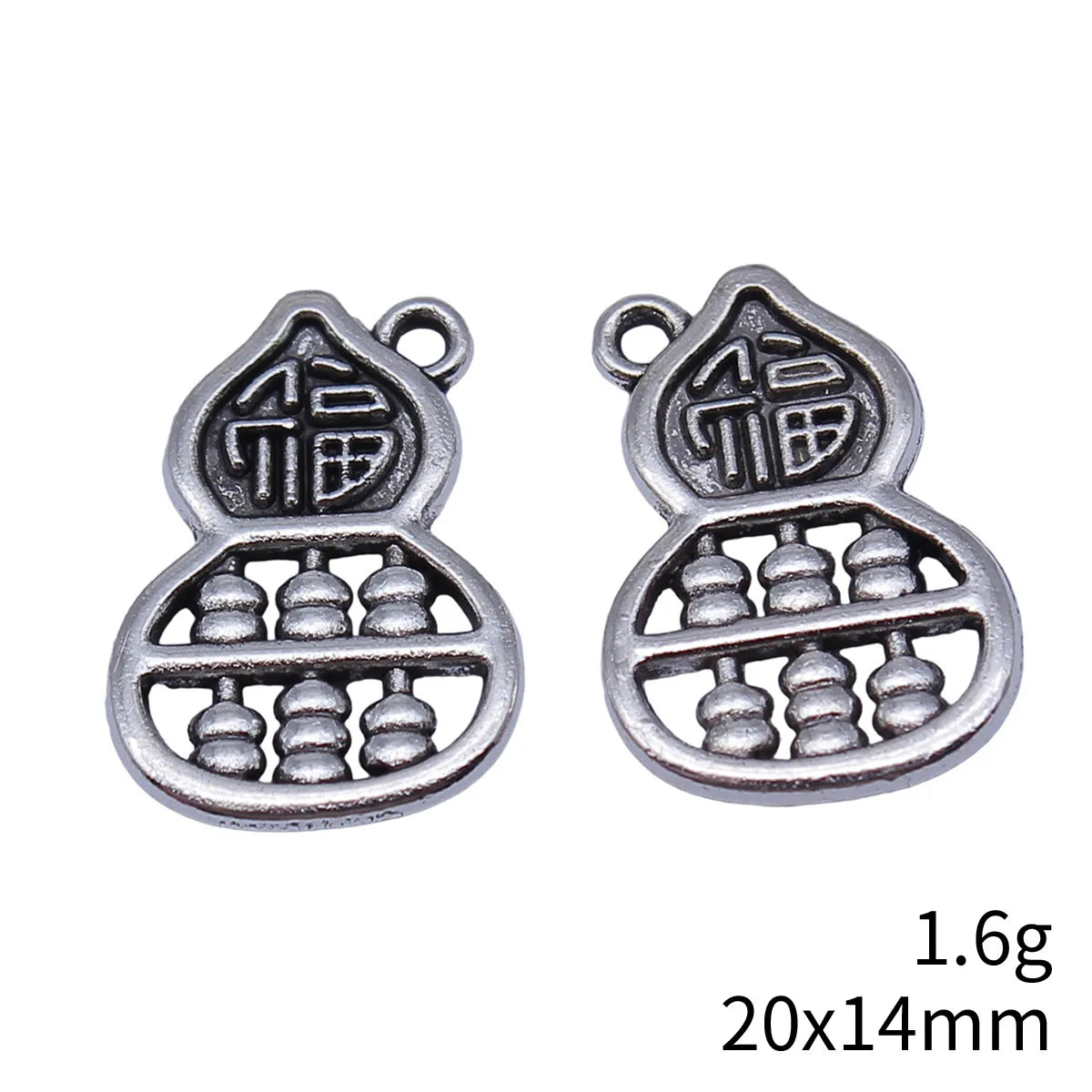 20x14mm 1.6g Antique Silver Zinc Alloy Fortune Gourd Abacus Ruyi Charm Pendant for DIY Jewelry