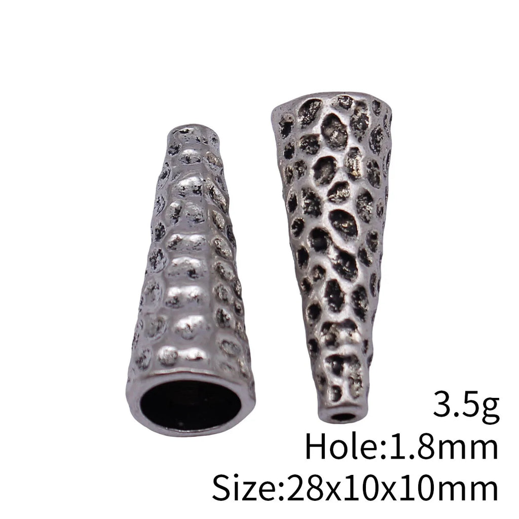 28x10x10mm 3.5g Multicolor Zinc Alloy Hammered Long Cone Tassel Cap for DIY Earrings Pendant Making