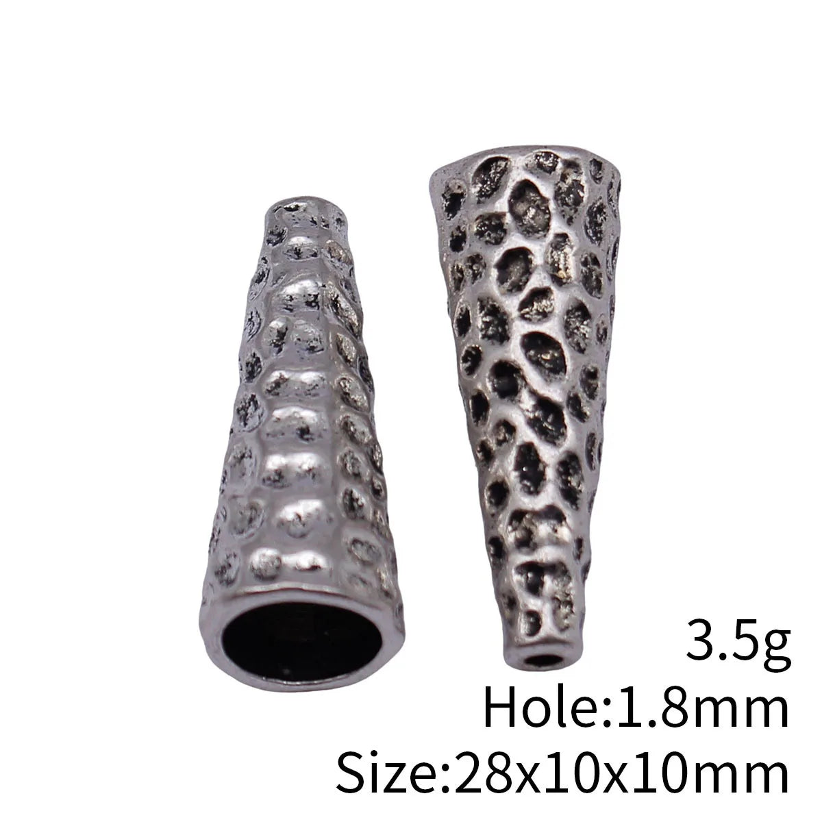 28x10x10mm 3.5g Multicolor Zinc Alloy Hammered Long Cone Tassel Cap for DIY Earrings Pendant Making