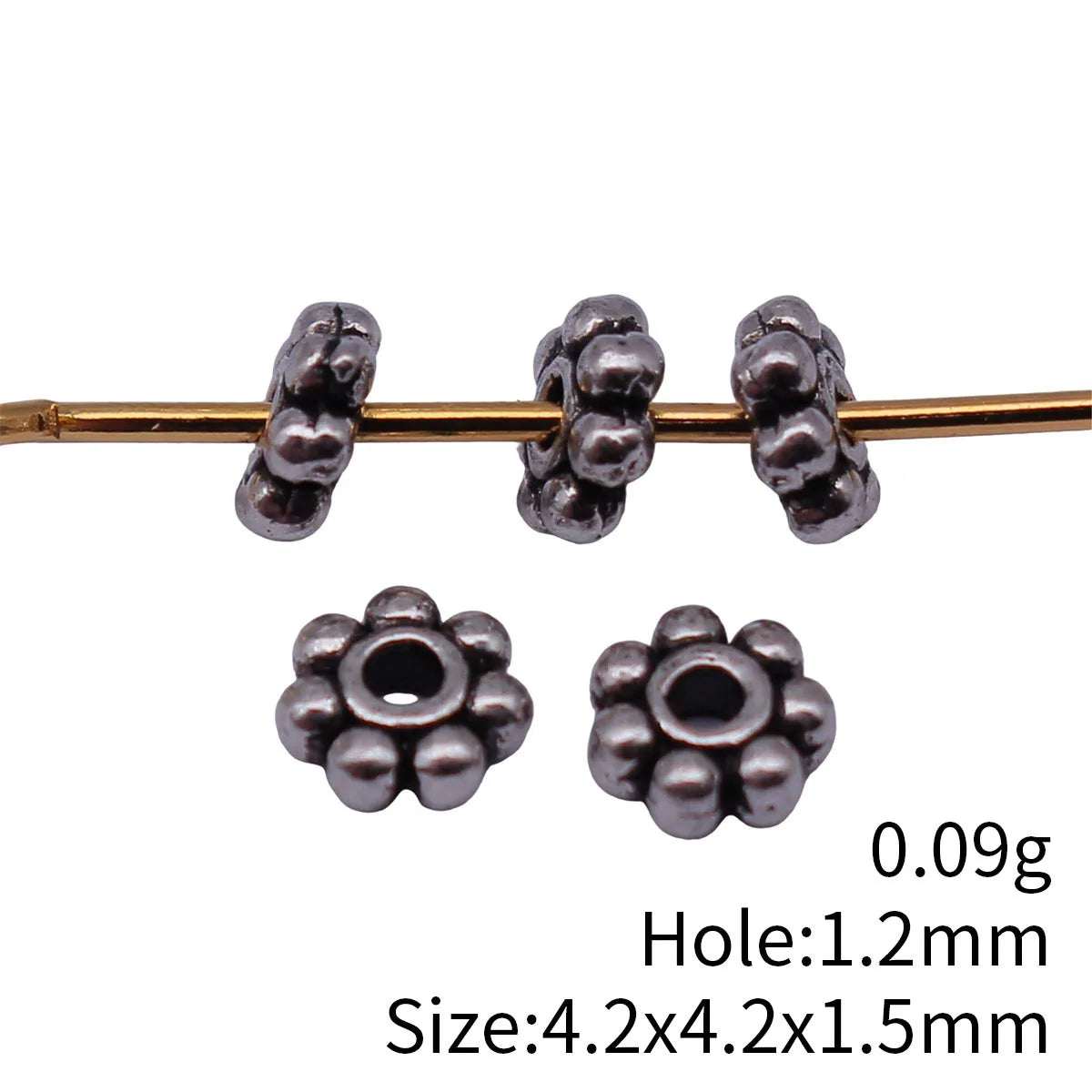 4.2x4.2x1.5mm 0.09g Antique Silver Zinc Alloy Spacer Beads for Bracelet Necklace Jewelry Making
