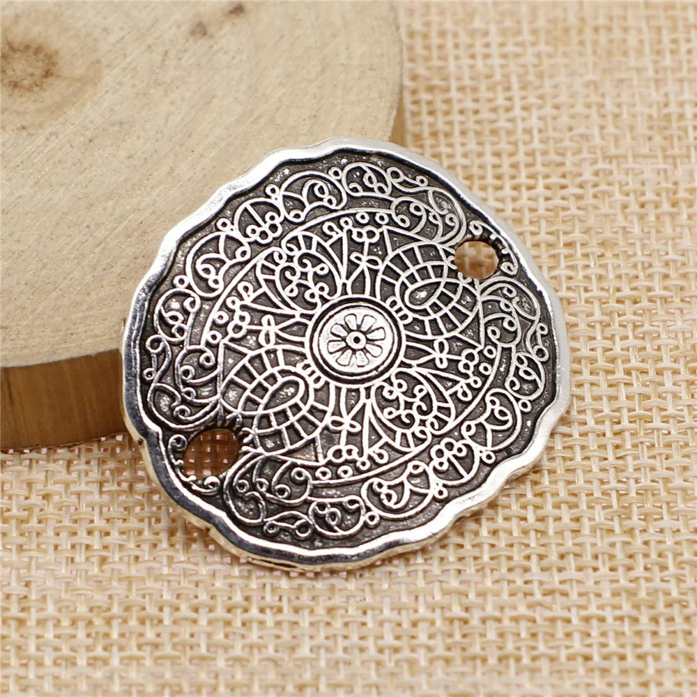 34x39mm 8.3g Multicolor Zinc Alloy Carved Pattern Connector Charm for Bracelet Jewelry Making