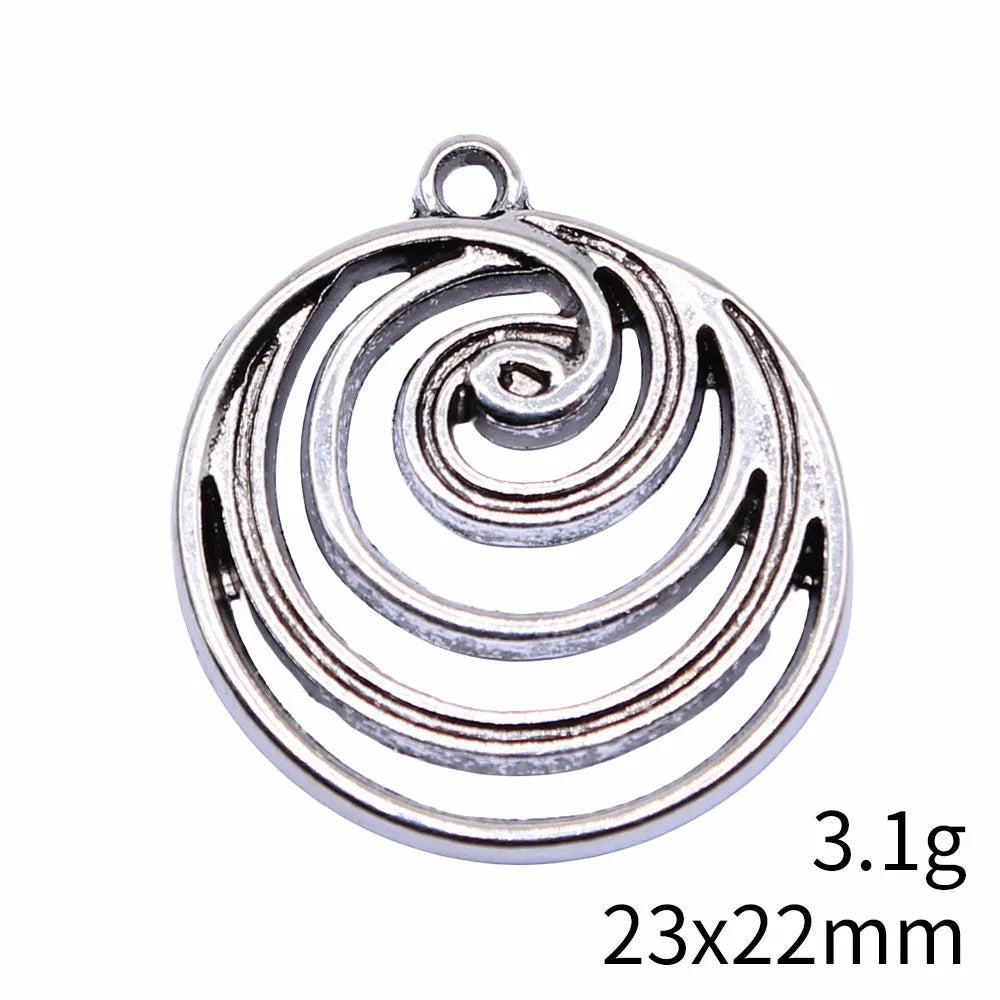 23x22mm 3.1g Antique Silver Zinc Alloy Swirl Charm Pendant for DIY Necklace Bracelet Jewelry Making