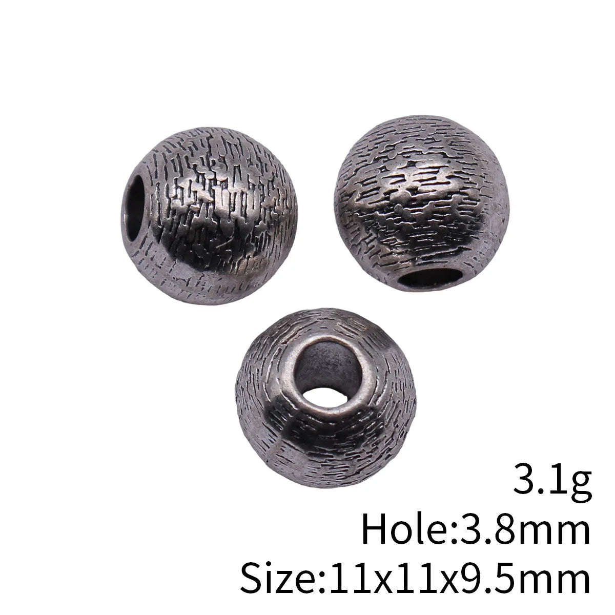 11x11x9.5mm 3.1g Multicolor Zinc Alloy Textured Round Spacer Beads Loose Metal Beads for DIY Bracelet Making