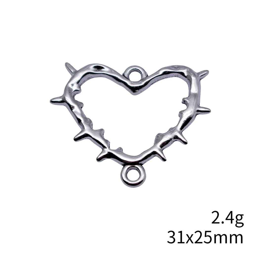 31x25mm 2.4g Antique Silver Zinc Alloy Hollow Thorn Heart Connector Charm for DIY Bracelet Necklace