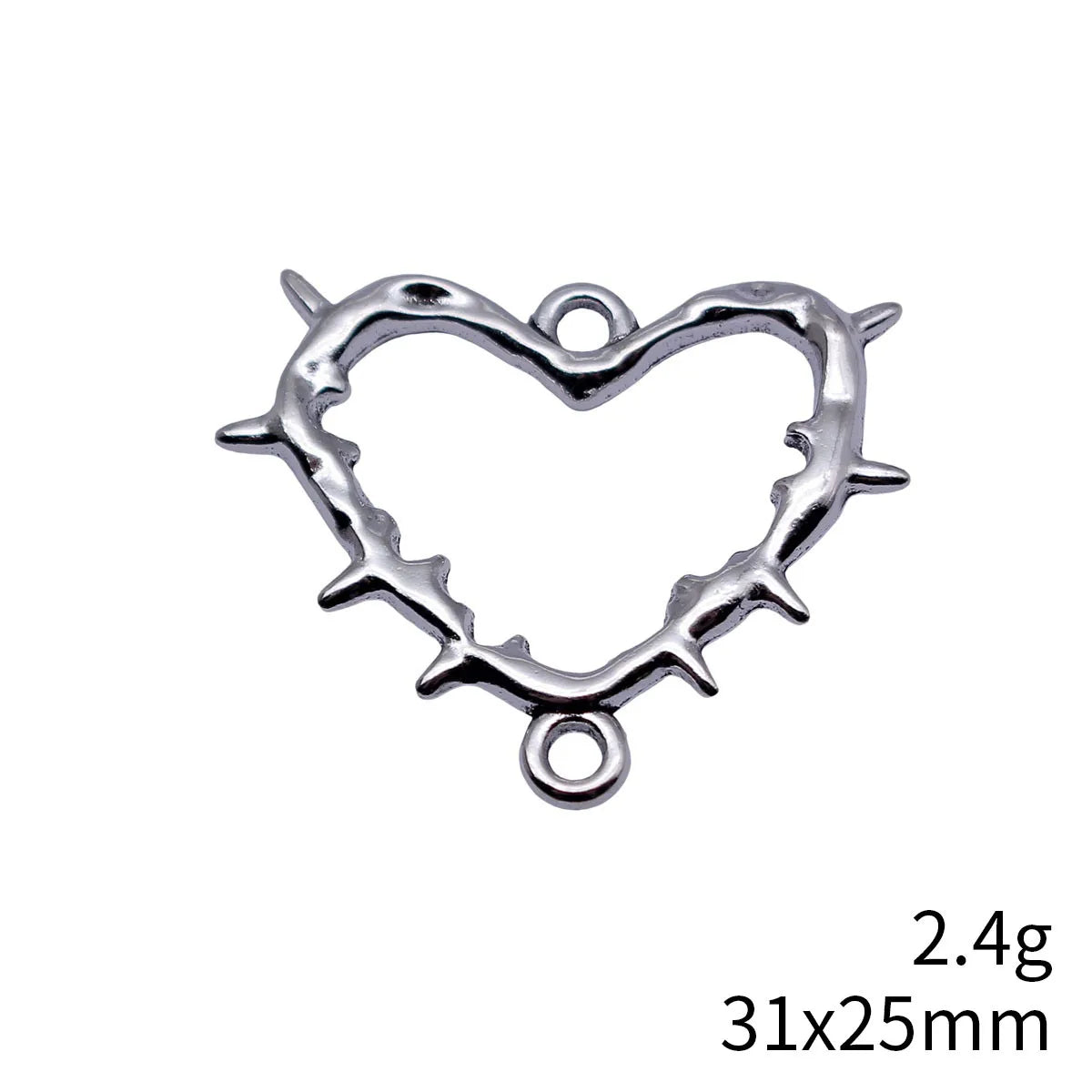 31x25mm 2.4g Antique Silver Zinc Alloy Hollow Thorn Heart Connector Charm for DIY Bracelet Necklace