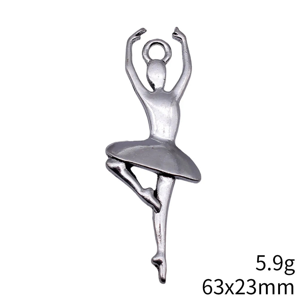 63x23mm 5.9g Antique Silver Zinc Alloy Ballerina Dancer Charm Pendant for DIY Jewelry Making