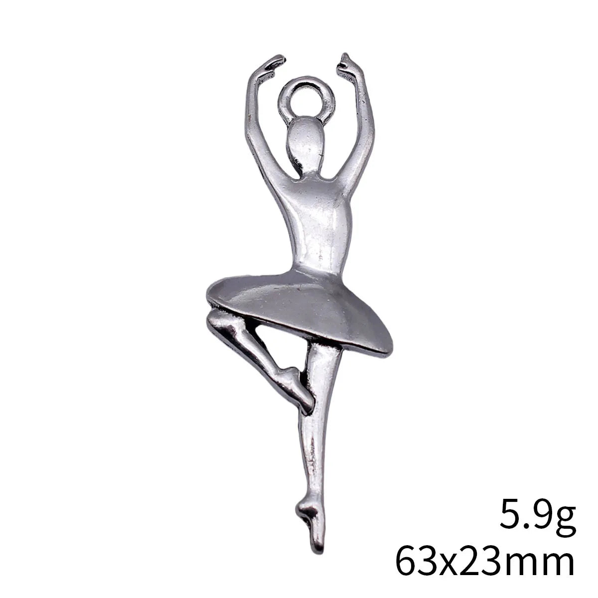 63x23mm 5.9g Antique Silver Zinc Alloy Ballerina Dancer Charm Pendant for DIY Jewelry Making