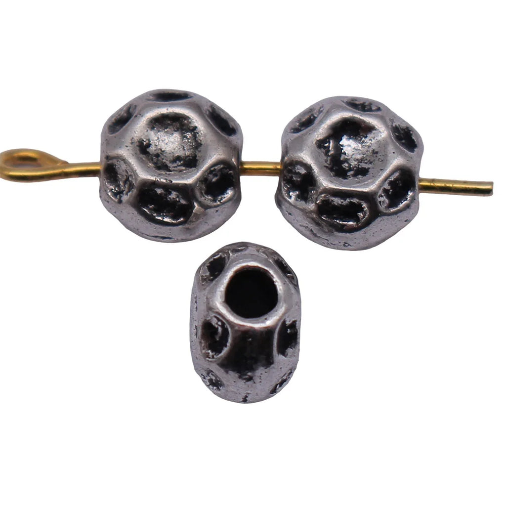 7.6x6.8x4.9mm 0.77g Antique Silver Zinc Alloy Hammered Round Spacer Beads for DIY Bracelet Jewelry Making