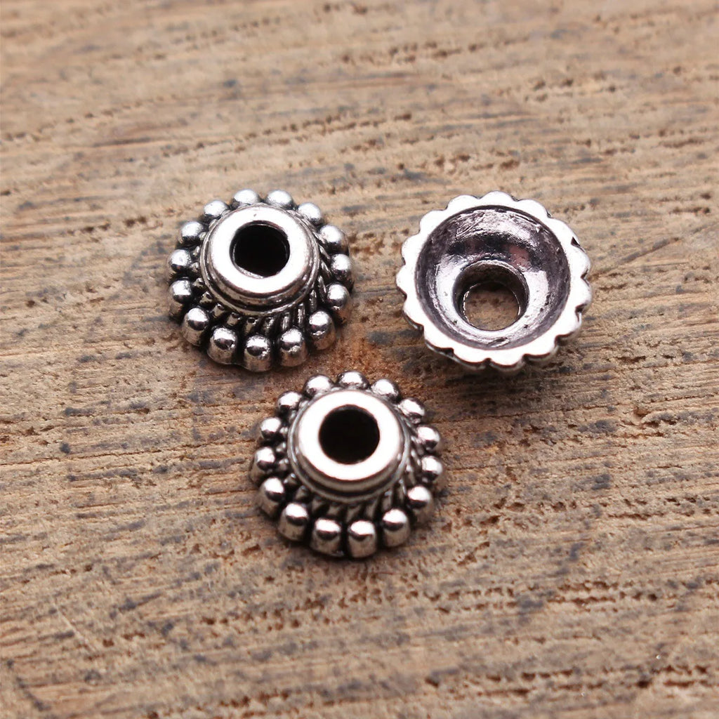 7.5x7.5x3.3mm 0.34g Antique Silver Zinc Alloy Flower Bead Caps Flower Cones for DIY Bracelet Necklace Making