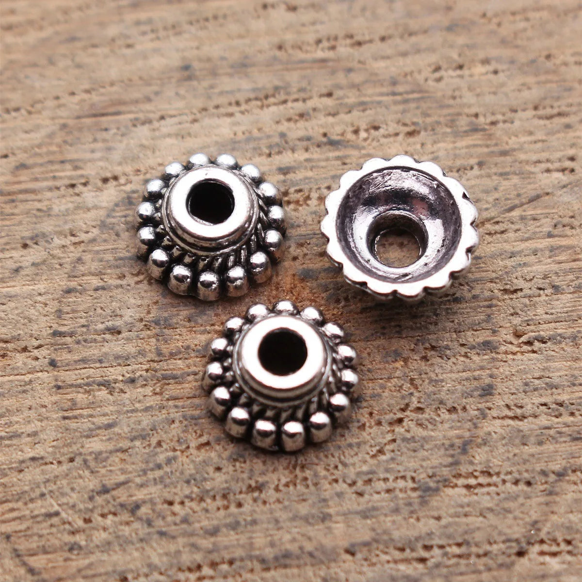 7.5x7.5x3.3mm 0.34g Antique Silver Zinc Alloy Flower Bead Caps Flower Cones for DIY Bracelet Necklace Making