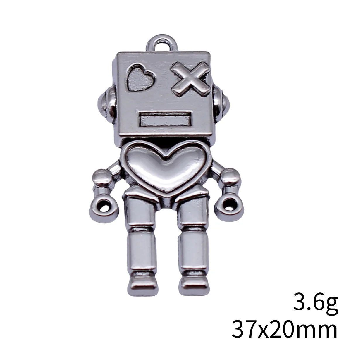 37x20mm 3.6g Antique Silver Zinc Alloy Heart Robot Charm Pendant for DIY Necklace Jewelry Making