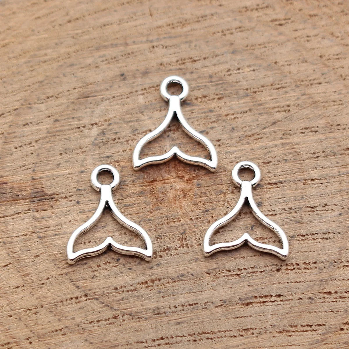 12x9.7mm 0.2g Multicolor Zinc Alloy Hollow Whale Tail Charm Pendant for DIY Necklace and Bracelet Making
