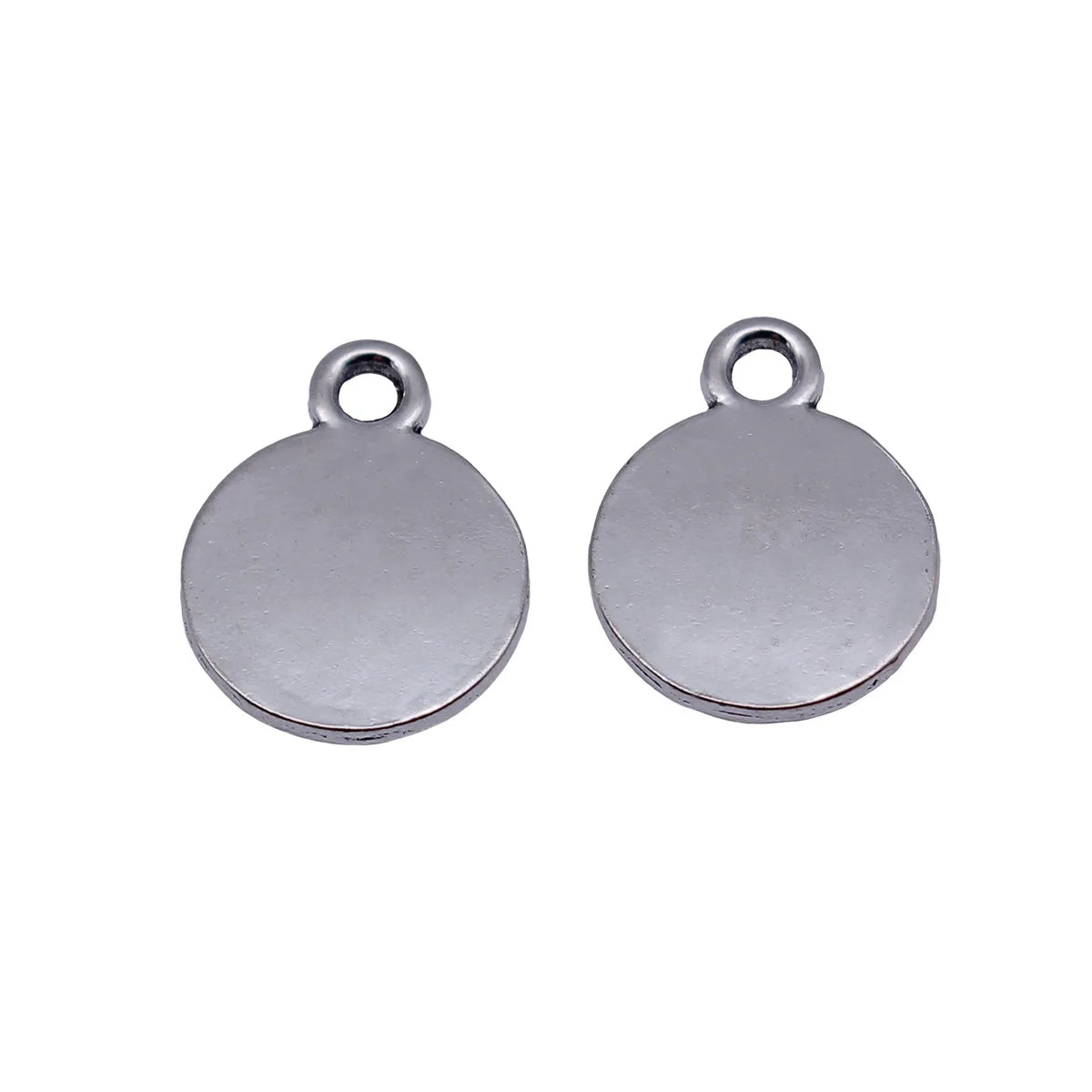15x12mm 0.98g Antique Silver Zinc Alloy Smooth Round Disc Tag Charm Pendant for DIY Jewelry Making