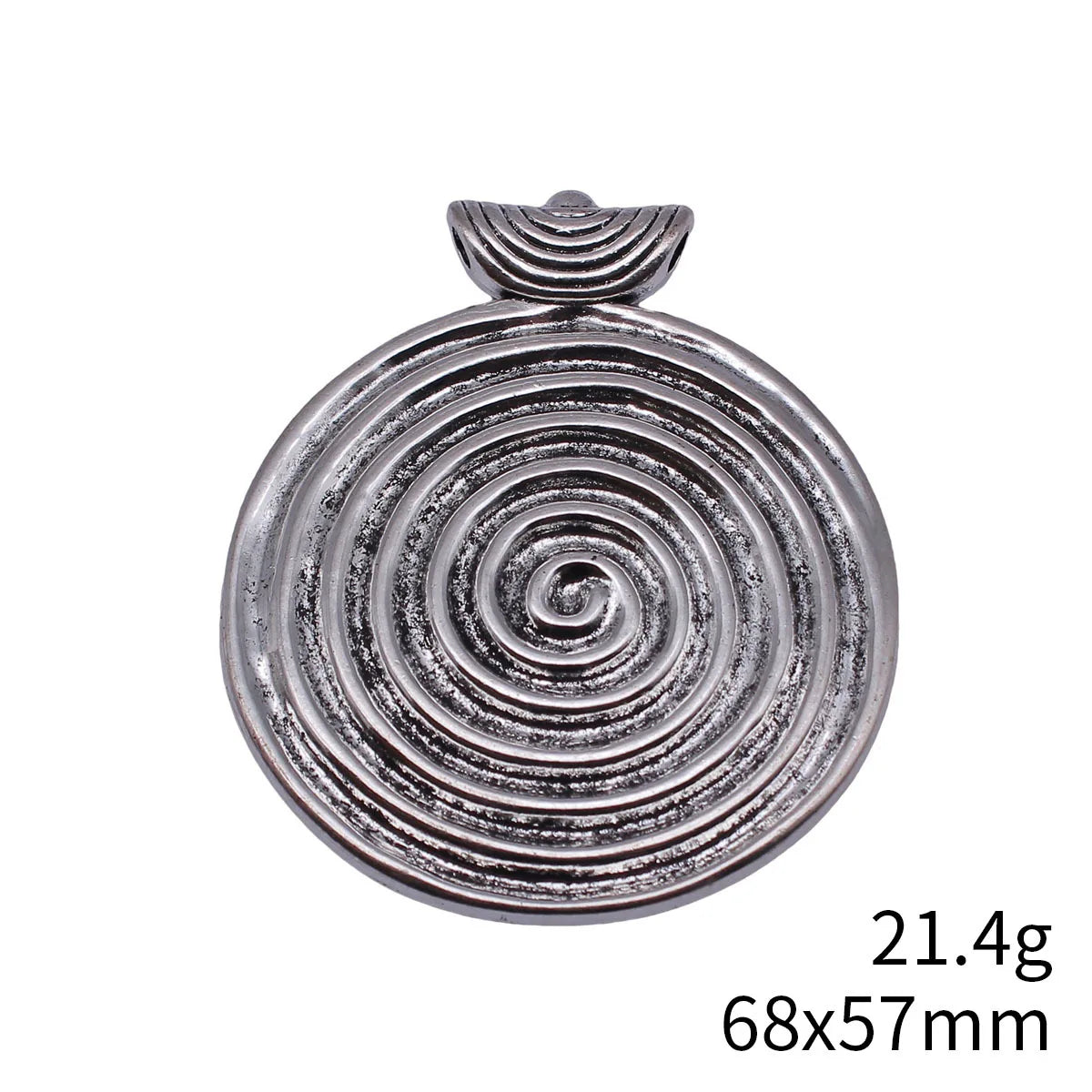 68x57mm 21.4g Antique Silver Zinc Alloy Swirl Round Disc Large Charm Pendant for Necklace Jewelry Making