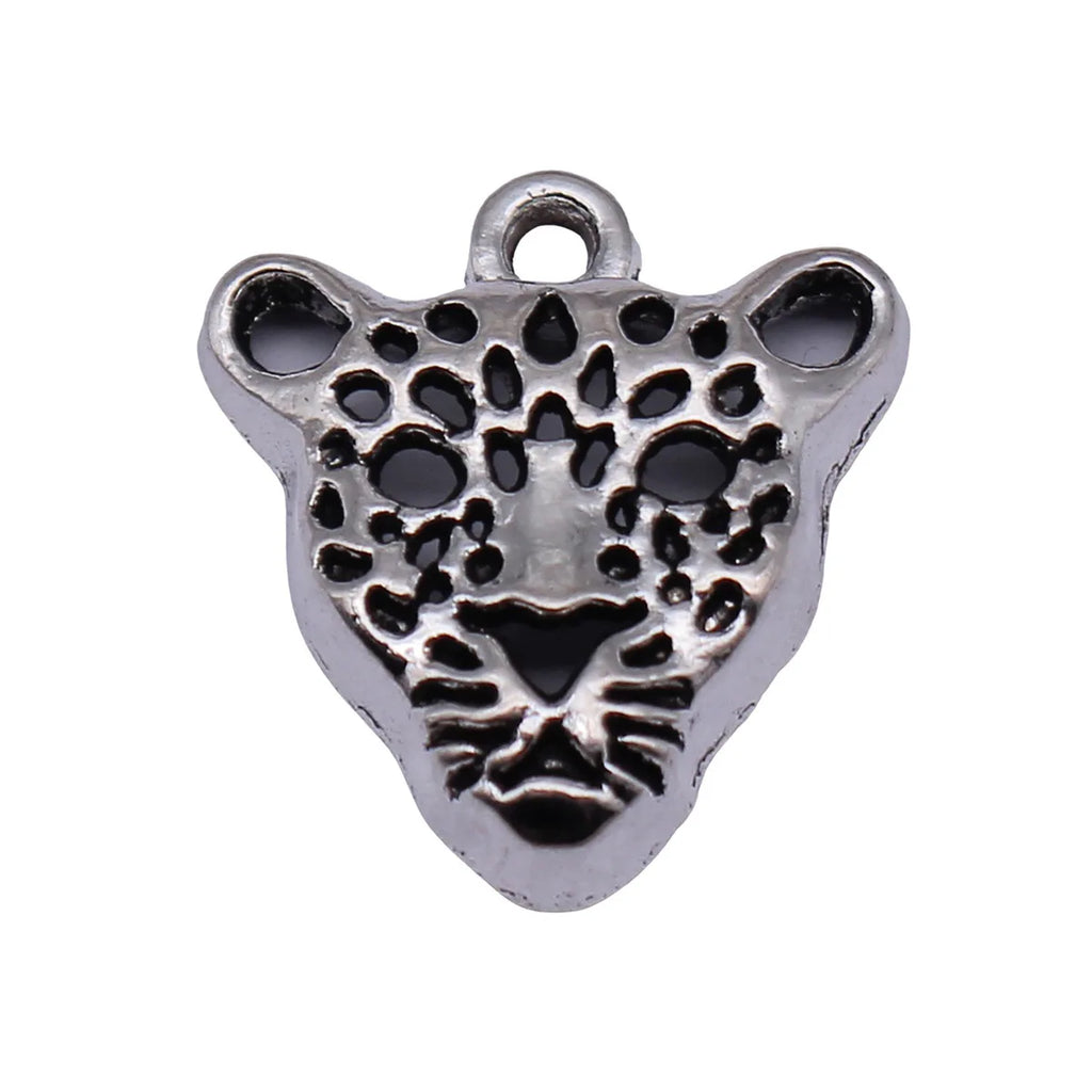 20x18mm 1.6g Antique Silver Zinc Alloy Hollow Leopard Head Charm Pendant for DIY Jewelry Making