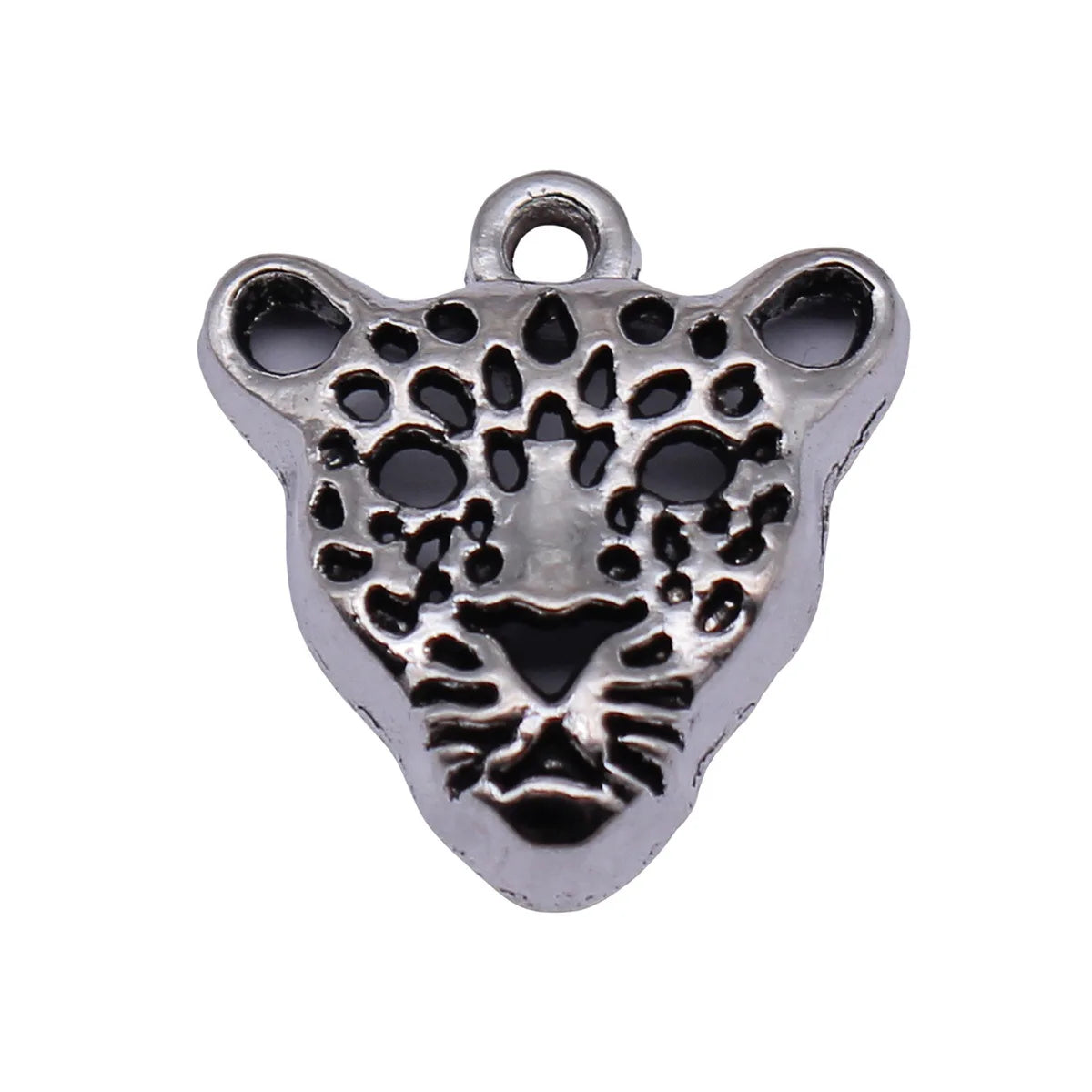 20x18mm 1.6g Antique Silver Zinc Alloy Hollow Leopard Head Charm Pendant for DIY Jewelry Making