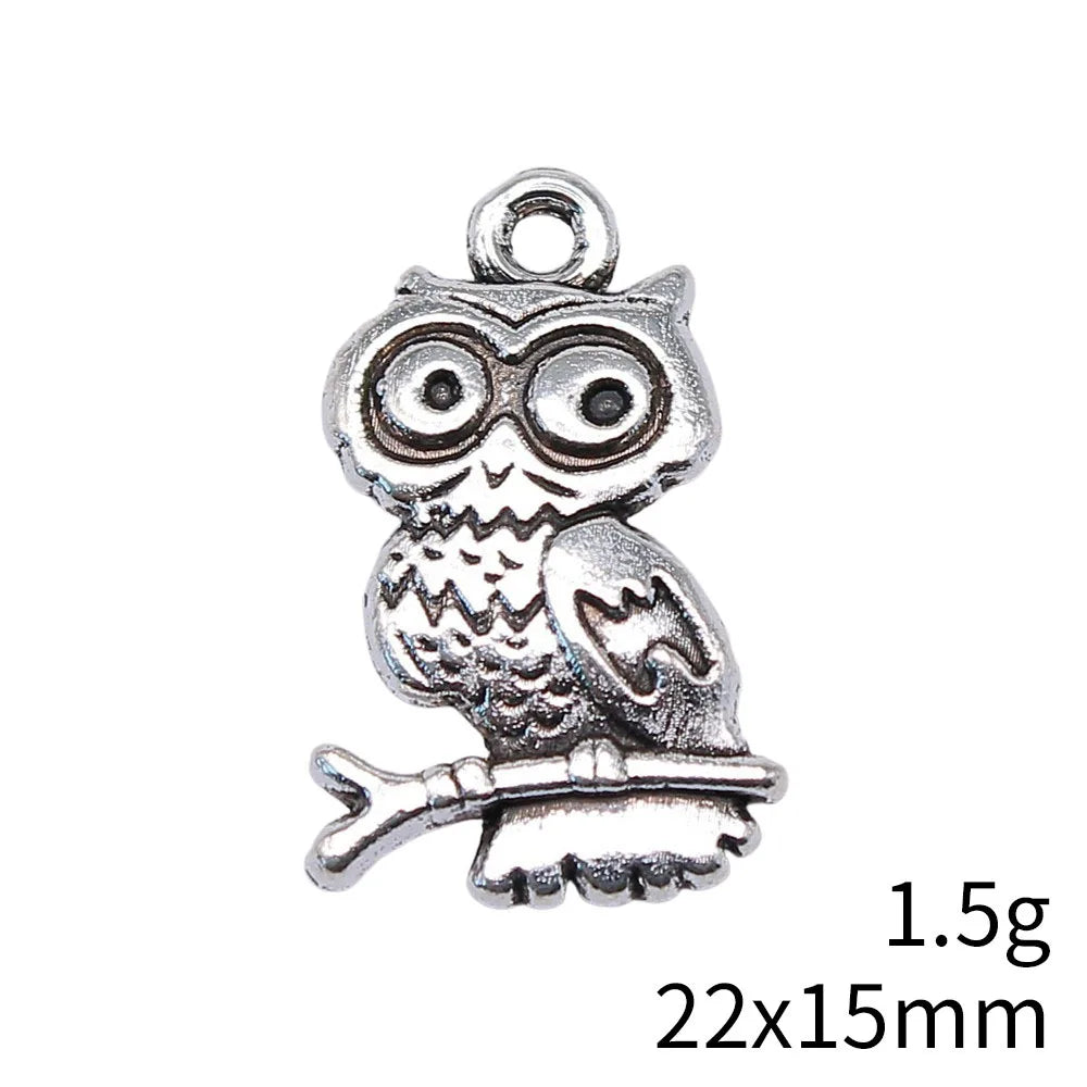 22x15mm 1.5g Multicolor Zinc Alloy Owl Cat Charm Pendant for DIY Necklace Bracelet Jewelry Making