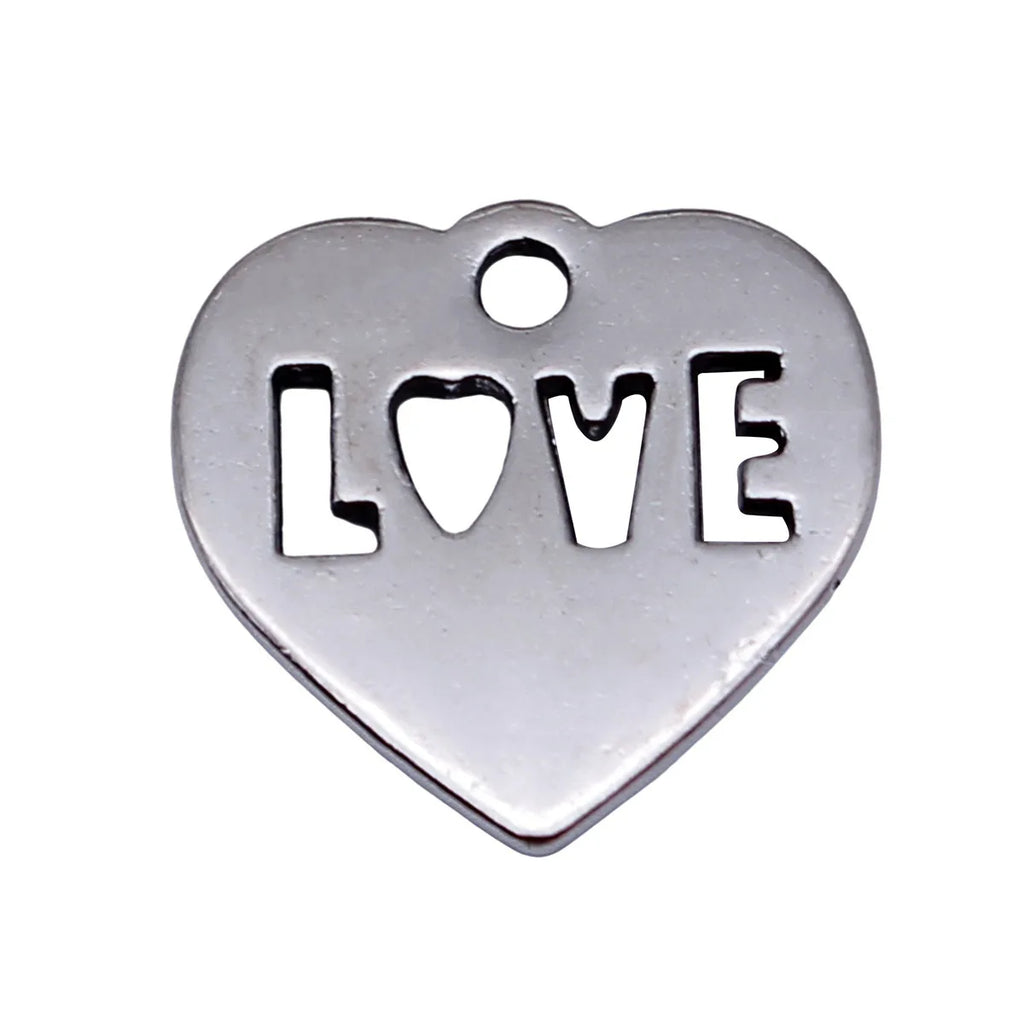 15x15mm 1.1g Antique Silver Zinc Alloy LOVE Heart Charm Pendant for DIY Necklace Bracelet Jewelry