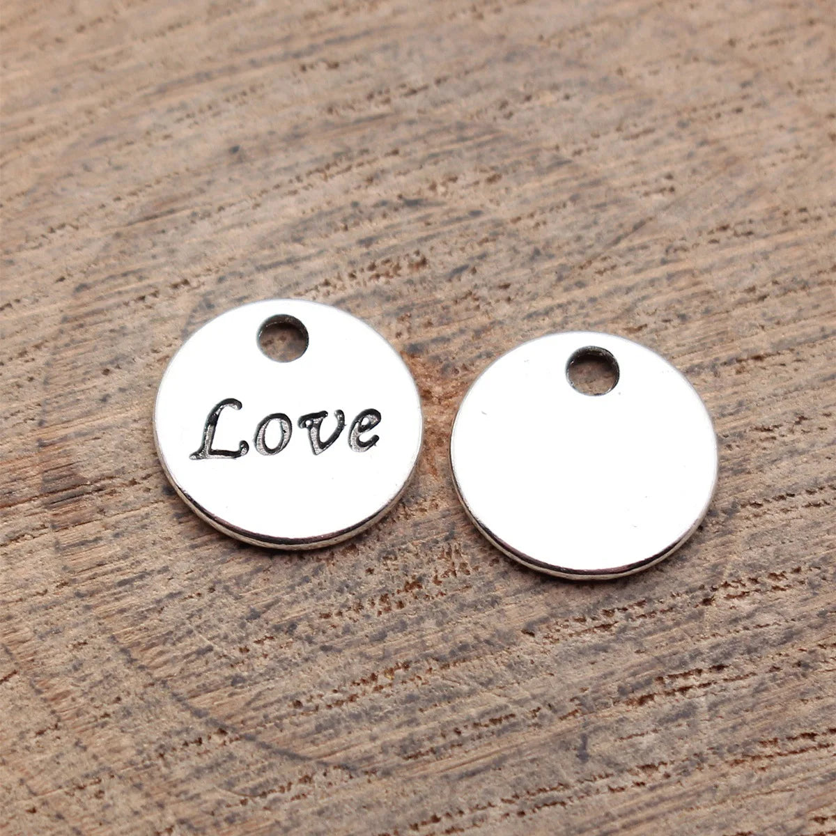 12x12mm 0.77g Antique Silver Zinc Alloy LOVE Round Tag charm pendant for DIY jewelry making
