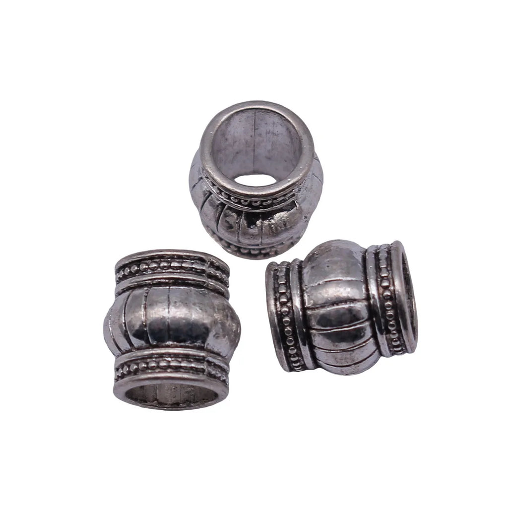 9x8.9x8.9mm 1.2g Antique Silver Zinc Alloy Carved Large Hole Spacer Beads for DIY Bracelet Jewelry