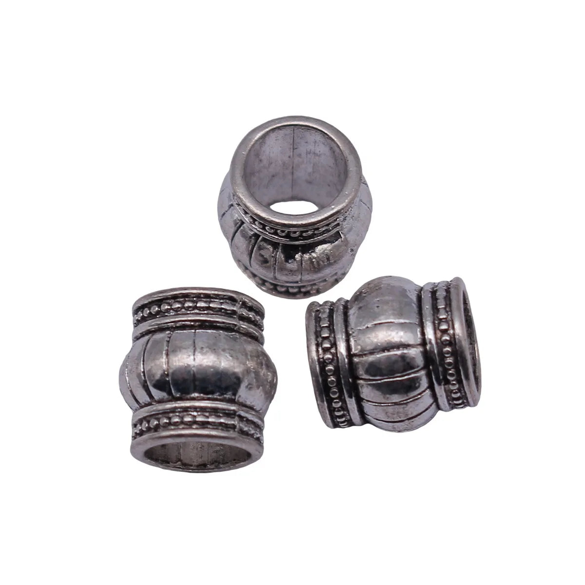 9x8.9x8.9mm 1.2g Antique Silver Zinc Alloy Carved Large Hole Spacer Beads for DIY Bracelet Jewelry