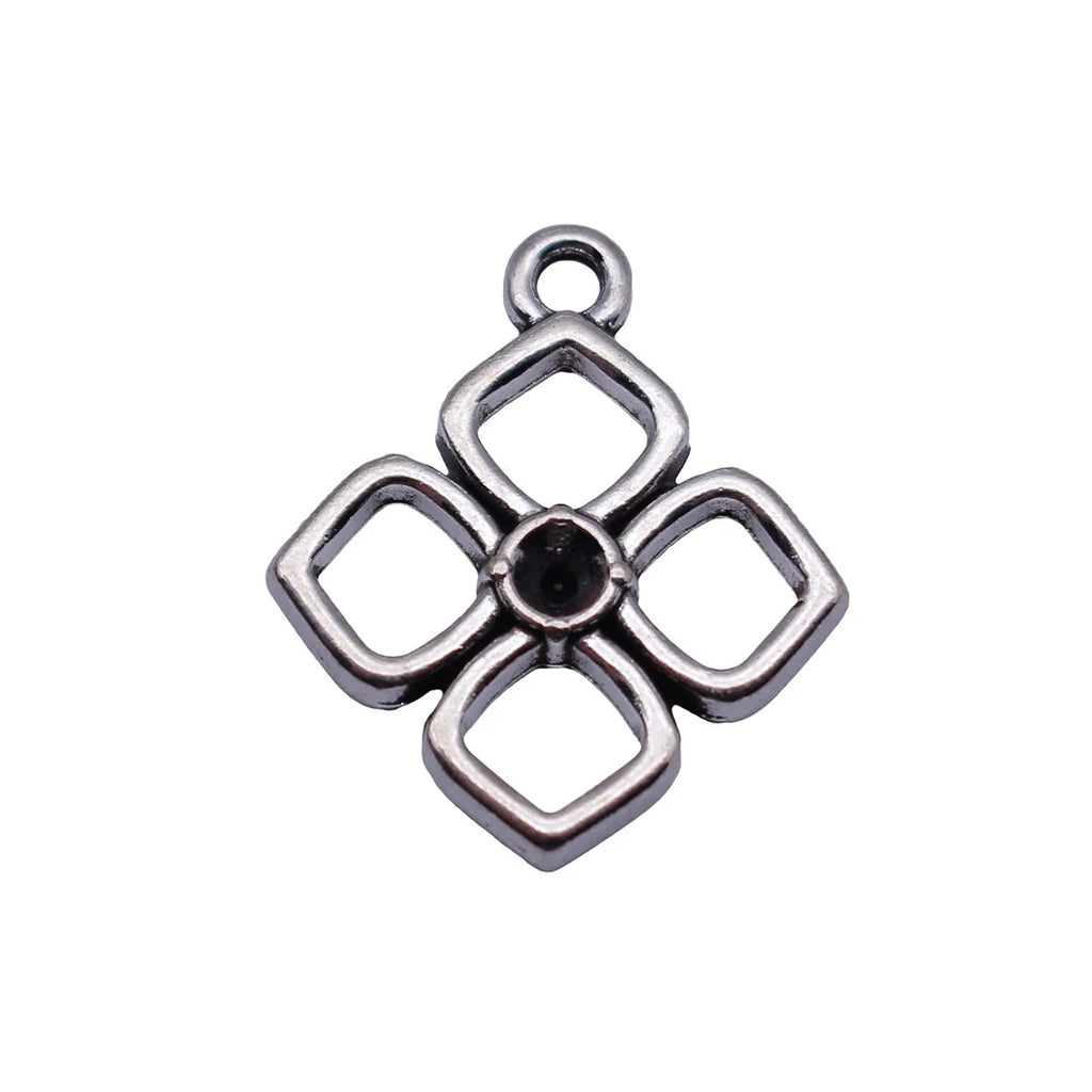 19x16mm 1.1g Antique Silver Zinc Alloy Hollow Diamond Setting Charm Pendant for DIY Necklace Jewelry