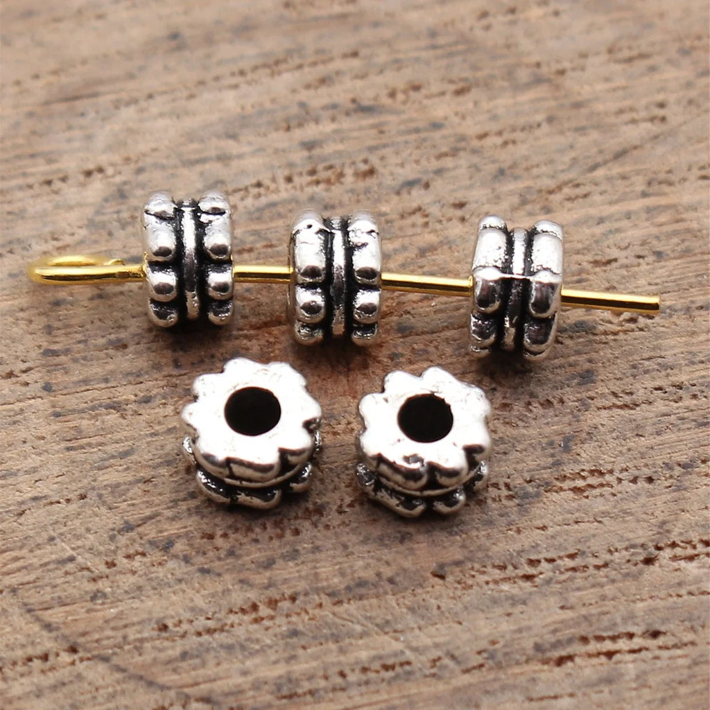 5x5x3.4mm 0.31g Antique Silver Zinc Alloy Flower Spacer Beads for DIY Bracelet Necklace Making