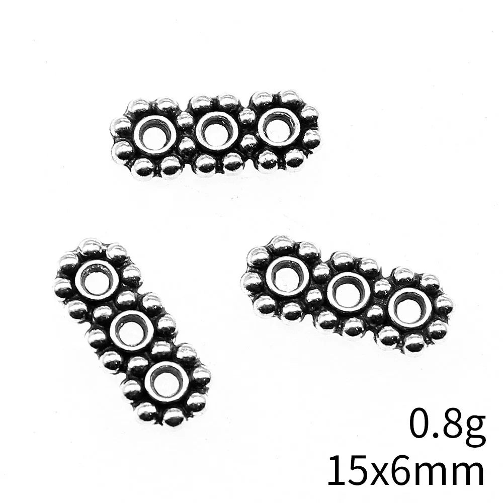 15x6mm 0.8g Multicolor Zinc Alloy Three Hole Spacer Beads Jewelry Findings for DIY Bracelet Making
