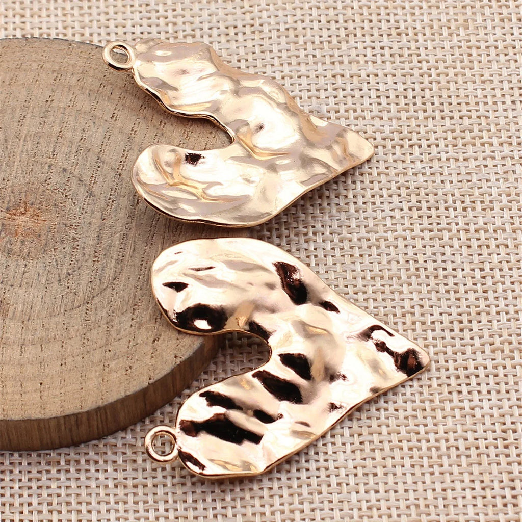 42x34mm 12.9g KC Gold Zinc Alloy Hammered Irregular Concave Heart Charm Pendant for DIY Jewelry
