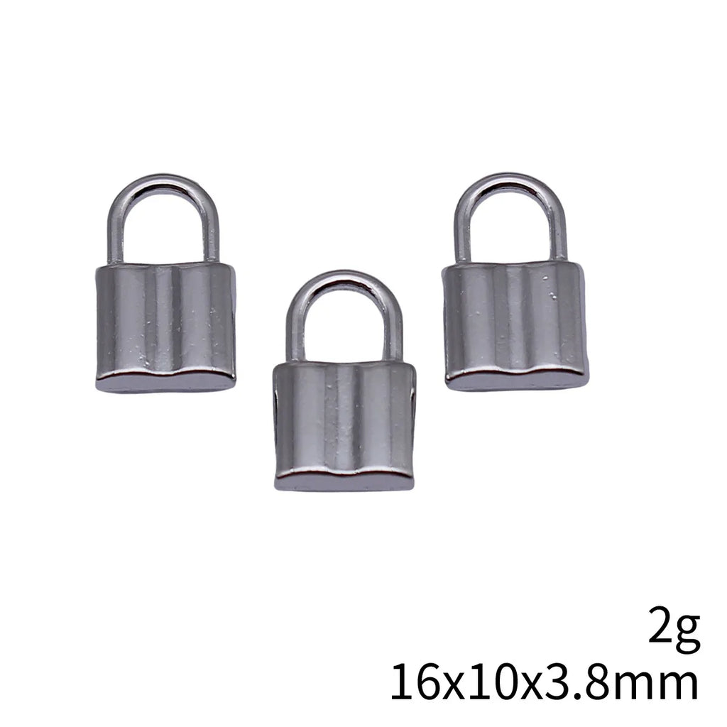 16x10x3.8mm 2g White K Finish Zinc Alloy Smooth Lock charm pendant for DIY bracelet necklace jewelry