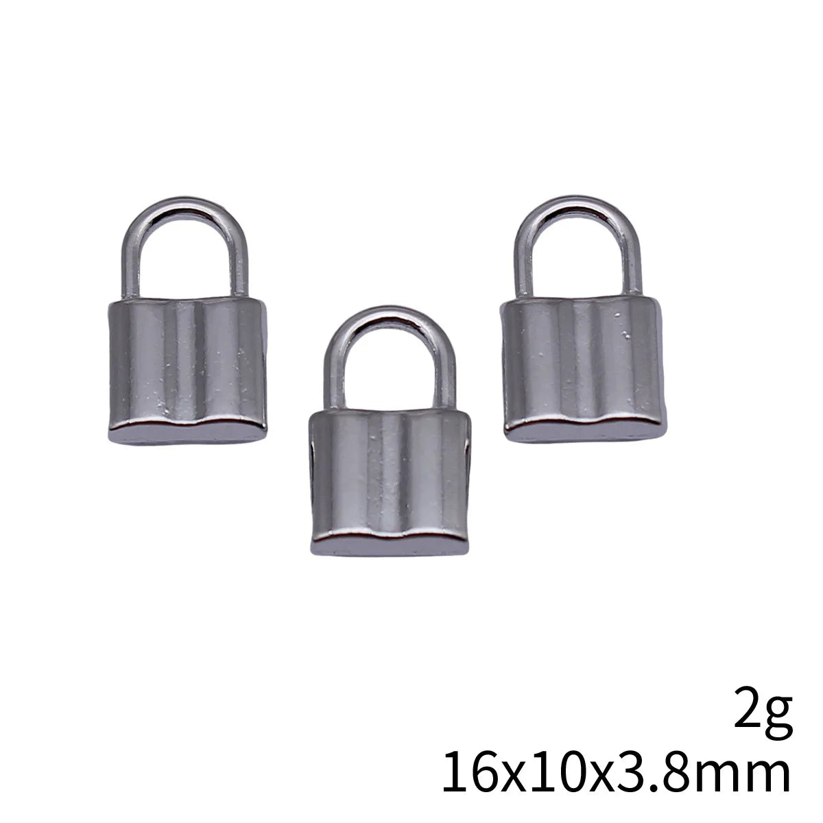 16x10x3.8mm 2g White K Finish Zinc Alloy Smooth Lock charm pendant for DIY bracelet necklace jewelry