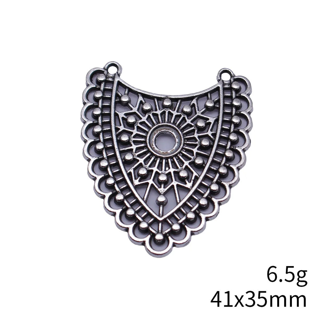 41x35mm 6.5g Antique Silver Zinc Alloy Hollow Lace Earring Connector Charm for DIY Earring Making