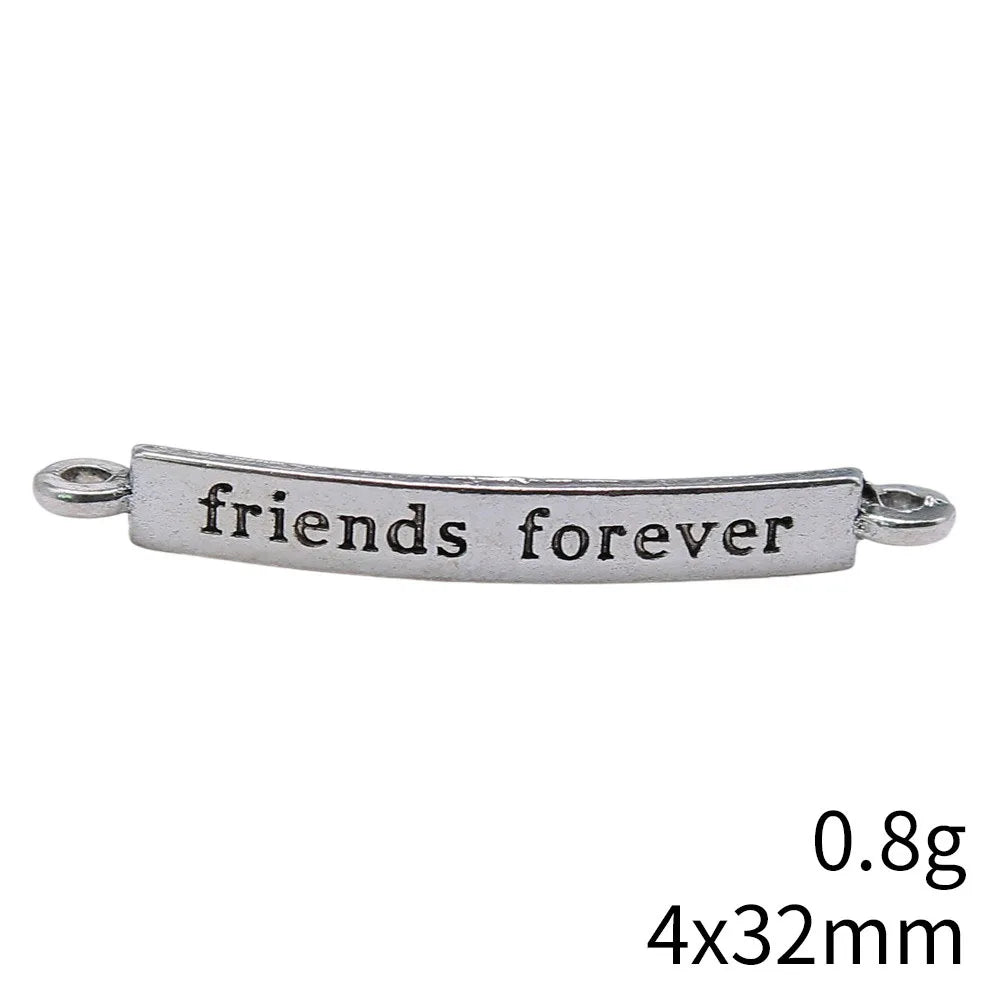 4x32mm 0.8g Antique Silver Zinc Alloy Friends Forever Connector Charm for Bracelet DIY Jewelry Making