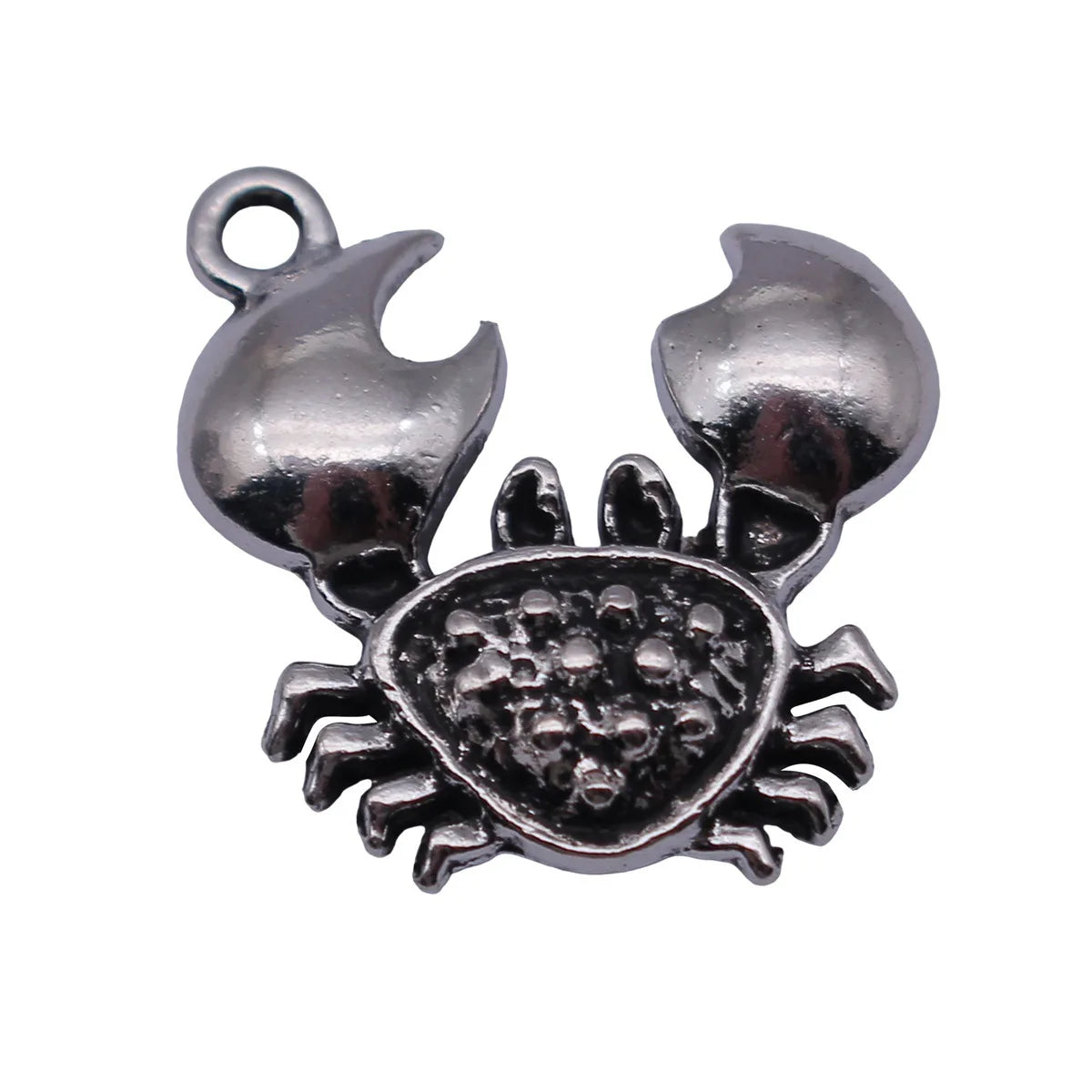 19x19mm 1.7g Blackened White K Zinc Alloy Crab Charm Pendant for DIY Necklace Bracelet Jewelry Making