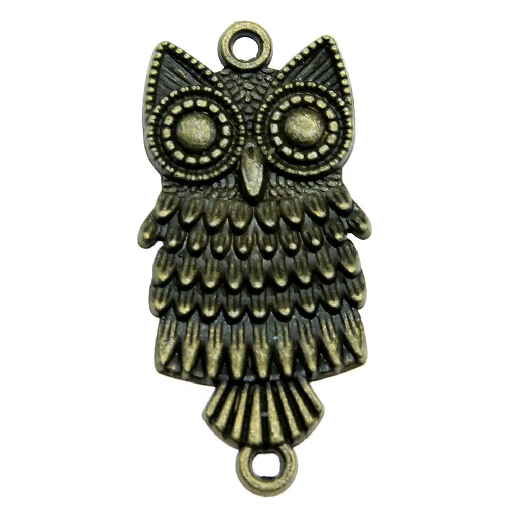 37x18mm 4.2g Antique Bronze Zinc Alloy Owl Cat Connector Charm Pendant for Bracelet Jewelry Making
