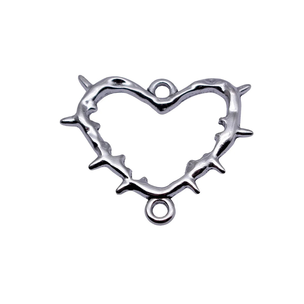 31x25mm 2.4g Antique Silver Zinc Alloy Hollow Thorn Heart Connector Charm for DIY Bracelet Necklace