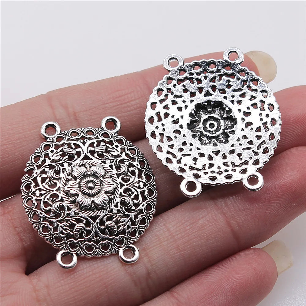 30x34mm 3.6g Multicolor Zinc Alloy Four Hole Body Chain Connector Charm for Waist Chain Headpiece Making