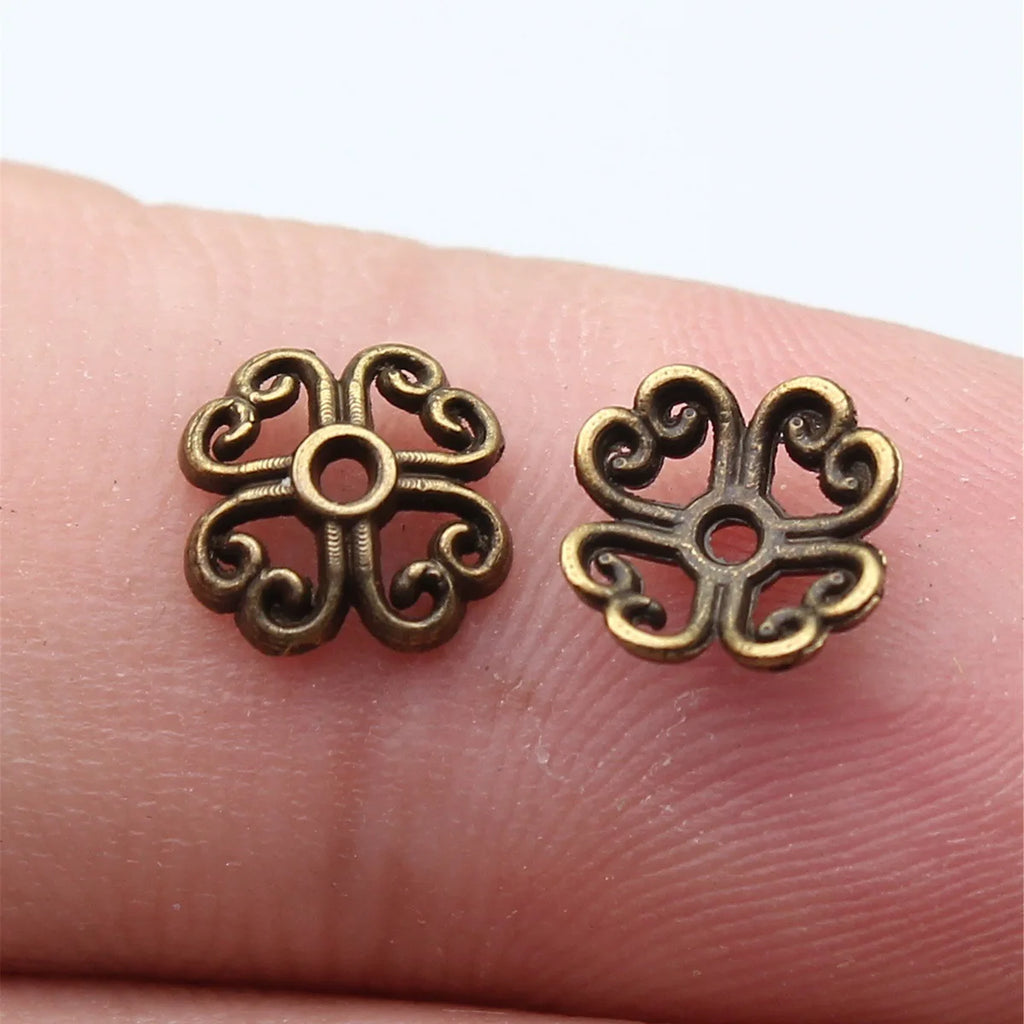 8x8x2.1mm 0.2g Multicolor Zinc Alloy Flower Bead Caps Spacer Findings for DIY Jewelry Making