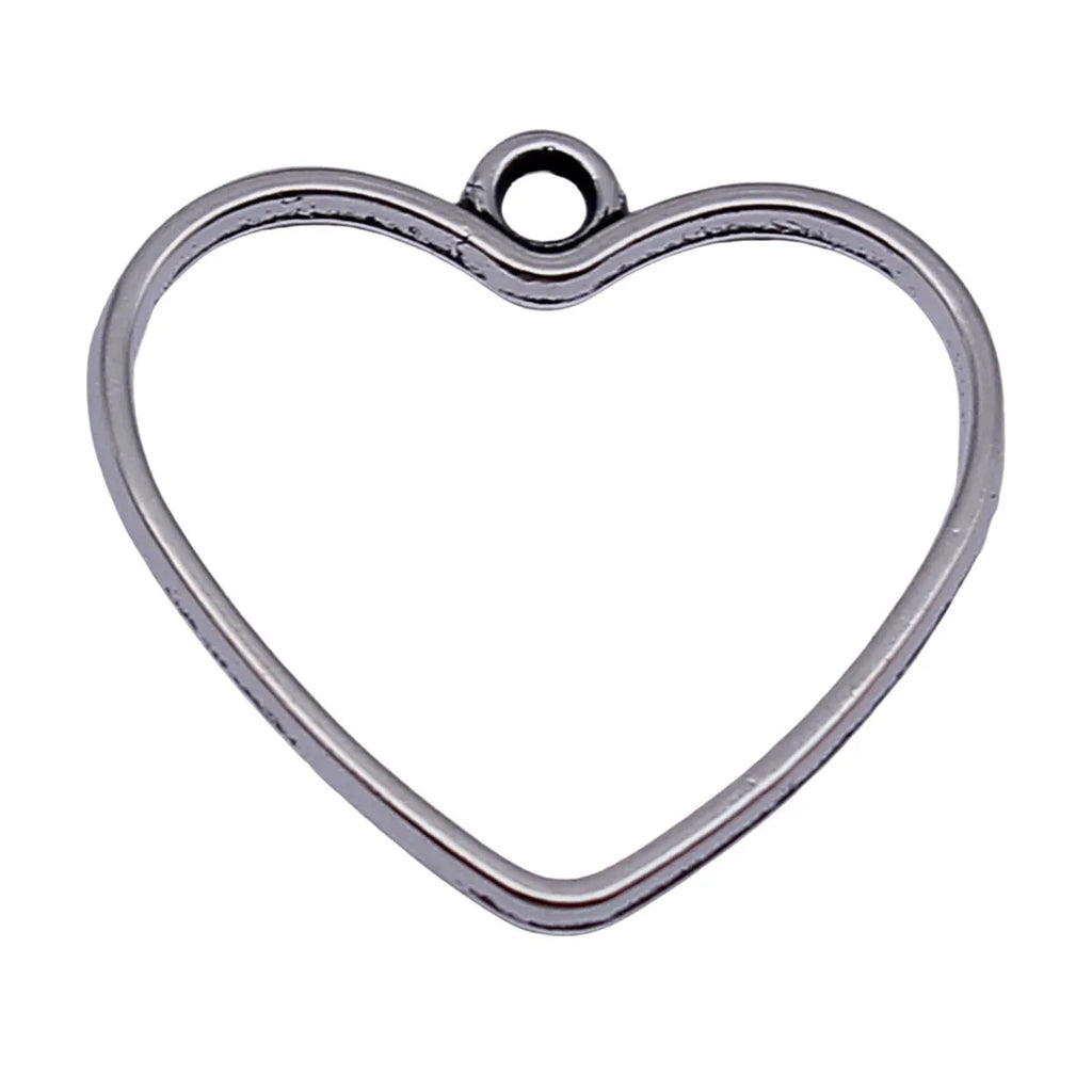 19x18mm 0.44g Antique Silver Zinc Alloy Hollow Heart Charm Pendant for DIY Necklace Bracelet Making